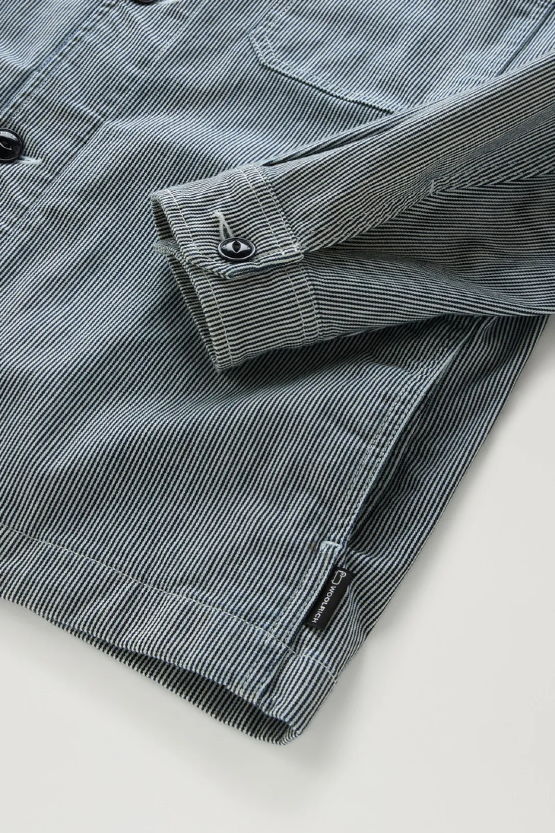 Giacche a camicia>Woolrich Giacca A Camicia A Righe In Misto Cotone Blue Stripe