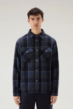 Giacche a camicia>Woolrich Giacca A Camicia Alaskan A Quadri In Misto Lana Italiana Riciclata Grey Check