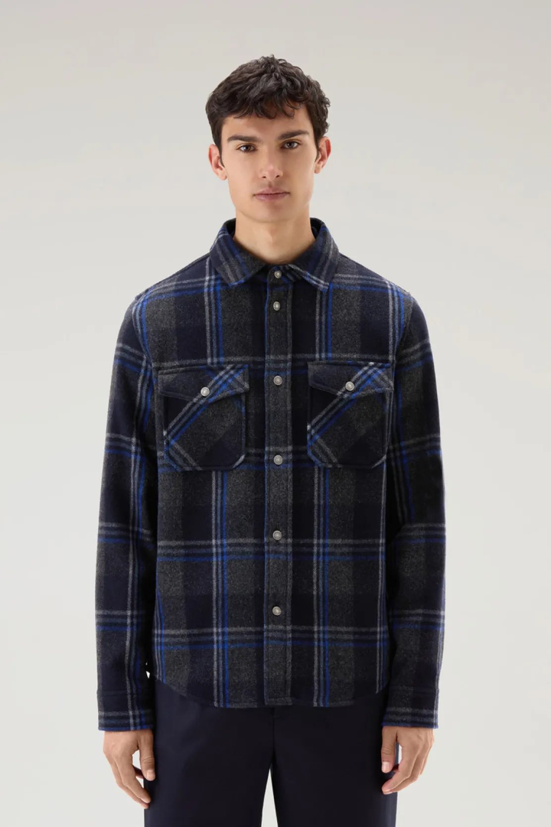 Giacche a camicia>Woolrich Giacca A Camicia Alaskan A Quadri In Misto Lana Italiana Riciclata Grey Check