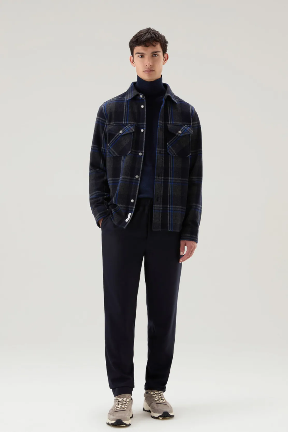 Giacche a camicia>Woolrich Giacca A Camicia Alaskan A Quadri In Misto Lana Italiana Riciclata Grey Check
