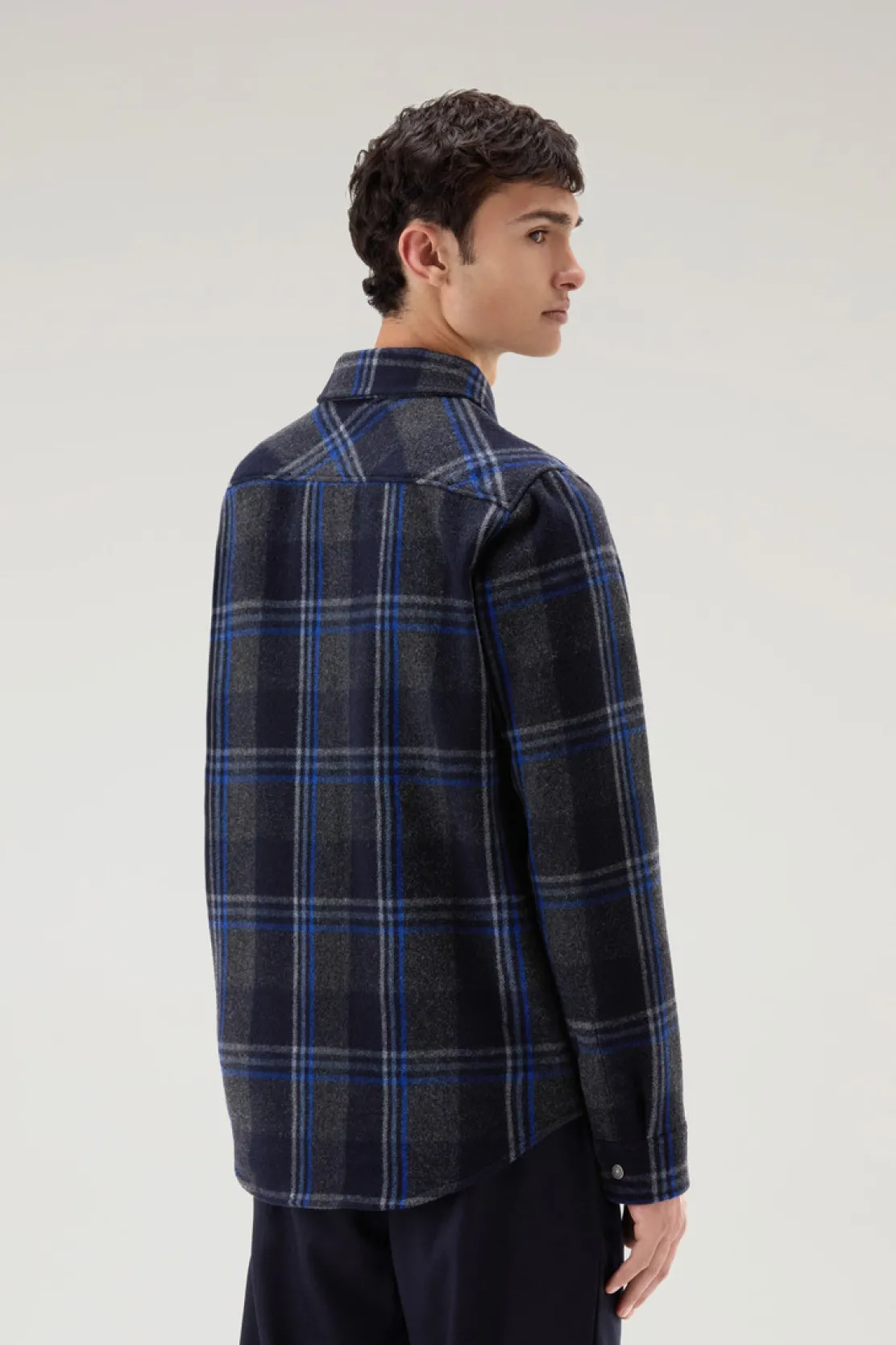Giacche a camicia>Woolrich Giacca A Camicia Alaskan A Quadri In Misto Lana Italiana Riciclata Grey Check