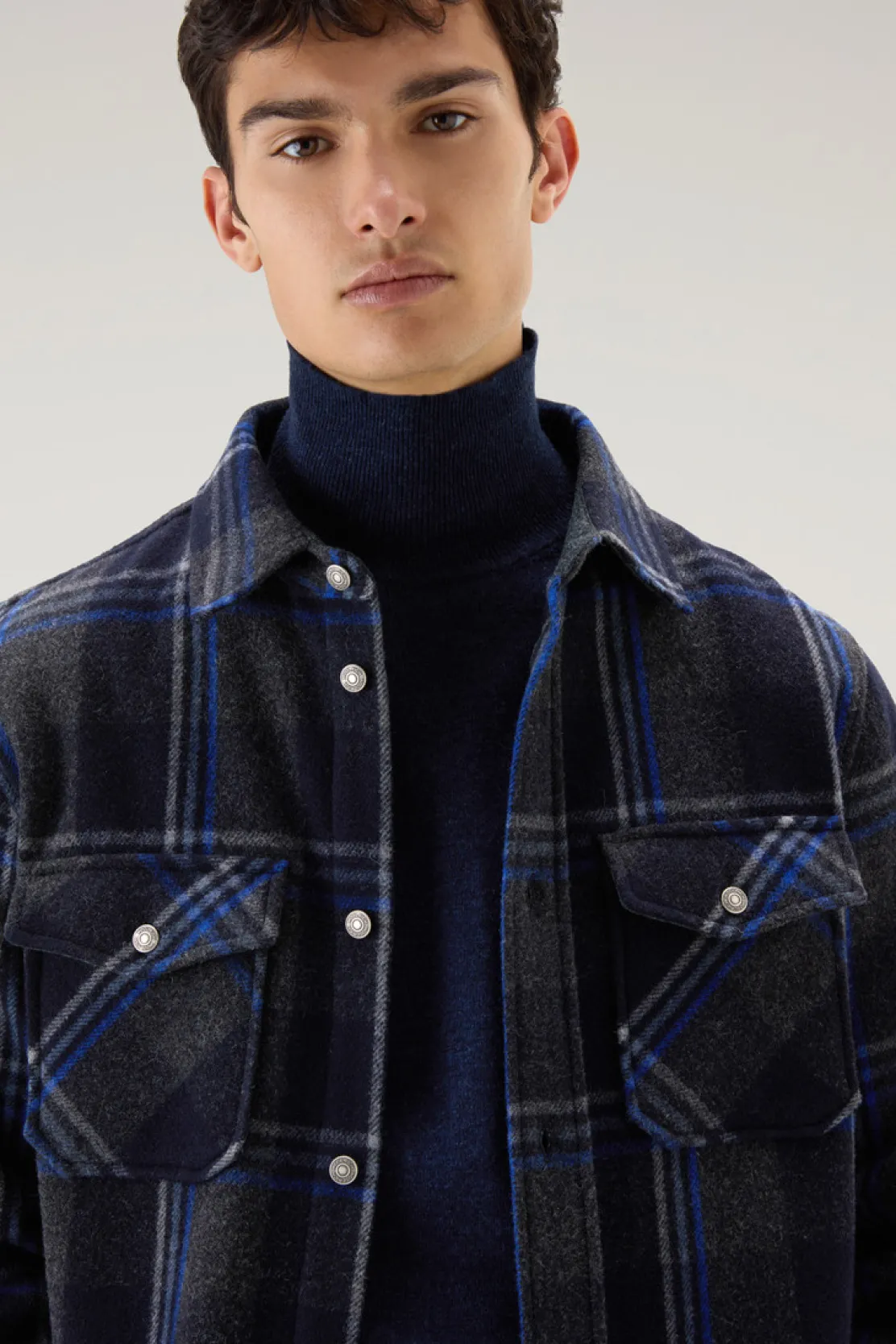 Giacche a camicia>Woolrich Giacca A Camicia Alaskan A Quadri In Misto Lana Italiana Riciclata Grey Check