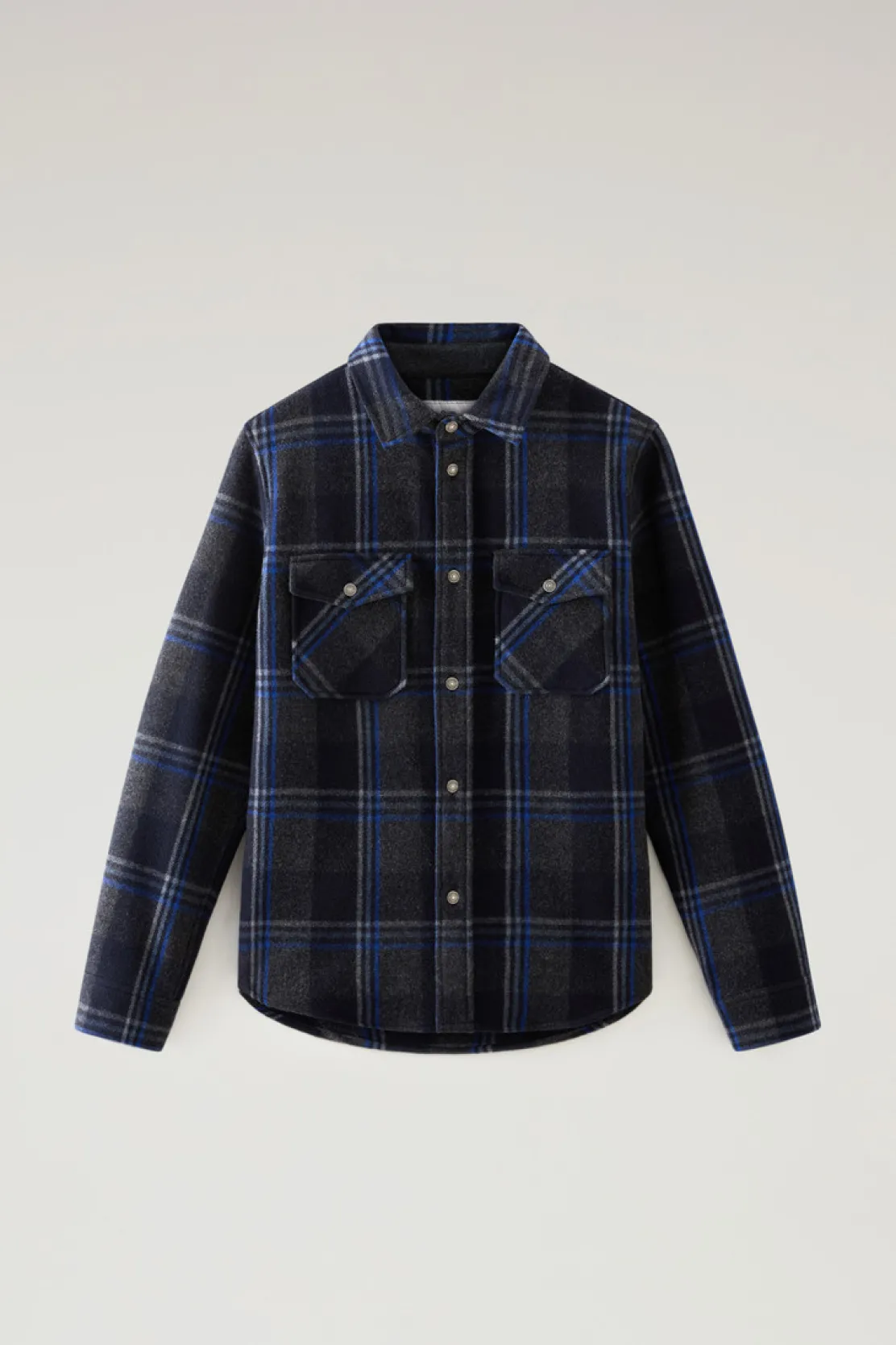 Giacche a camicia>Woolrich Giacca A Camicia Alaskan A Quadri In Misto Lana Italiana Riciclata Grey Check