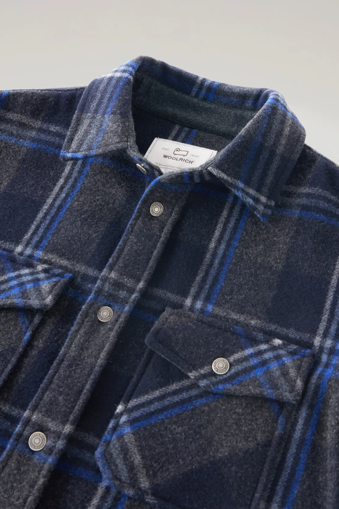 Giacche a camicia>Woolrich Giacca A Camicia Alaskan A Quadri In Misto Lana Italiana Riciclata Grey Check