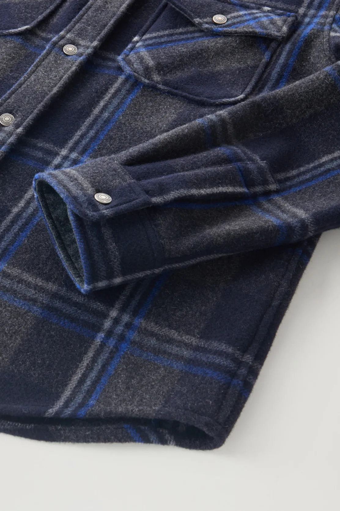 Giacche a camicia>Woolrich Giacca A Camicia Alaskan A Quadri In Misto Lana Italiana Riciclata Grey Check