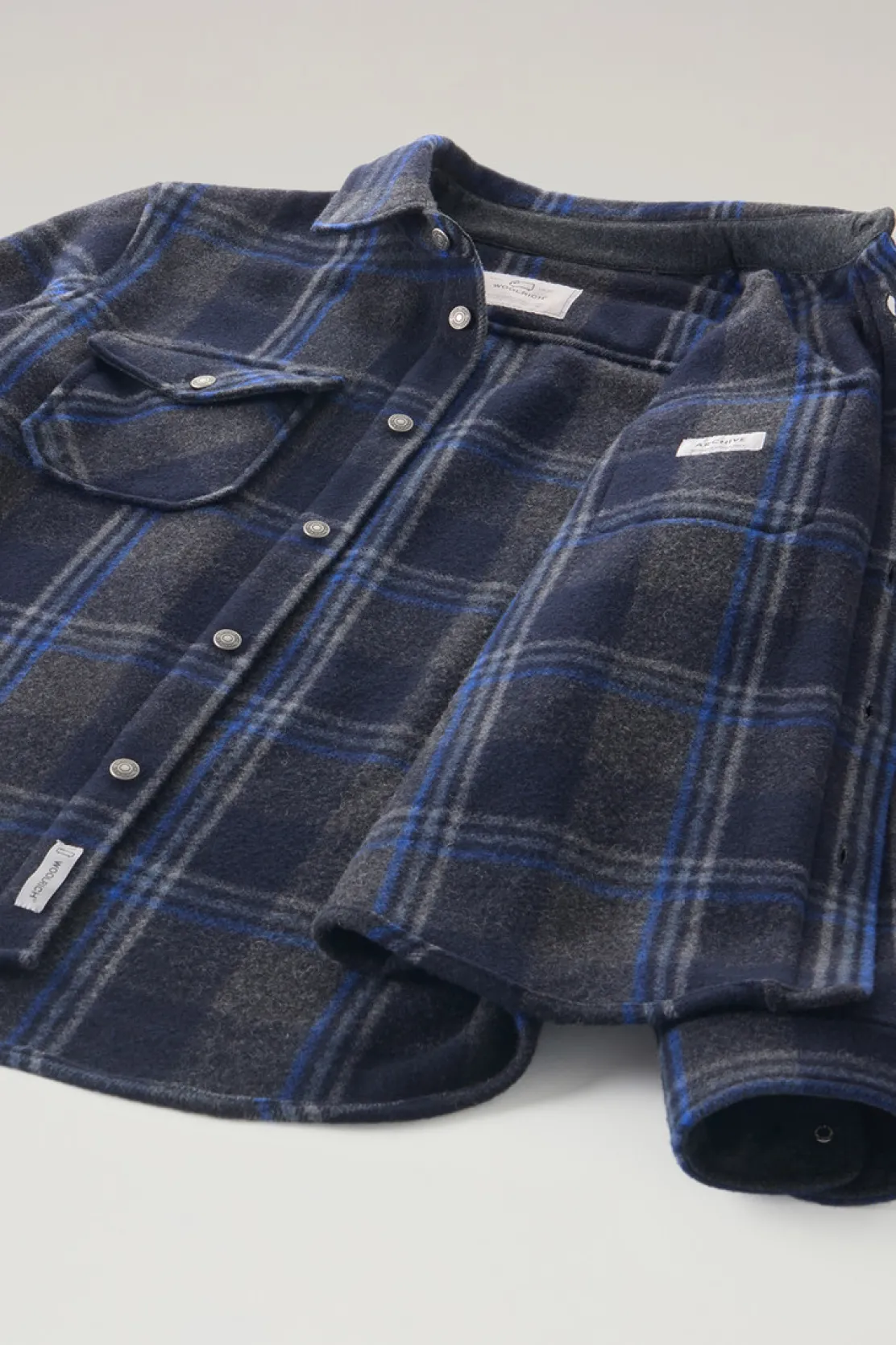 Giacche a camicia>Woolrich Giacca A Camicia Alaskan A Quadri In Misto Lana Italiana Riciclata Grey Check