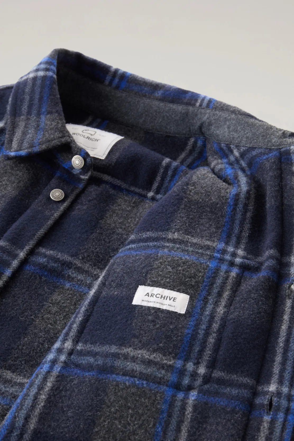 Giacche a camicia>Woolrich Giacca A Camicia Alaskan A Quadri In Misto Lana Italiana Riciclata Grey Check