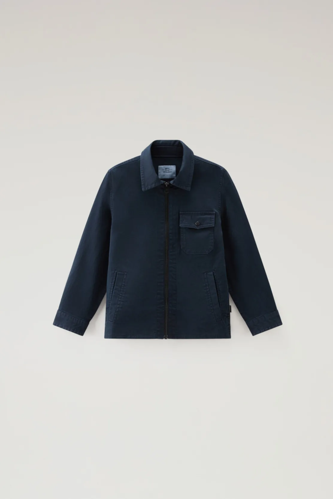 Abbigliamento>Woolrich Giacca A Camicia Da Bambino In Cotone Elasticizzato Tinta In Capo Melton Blue
