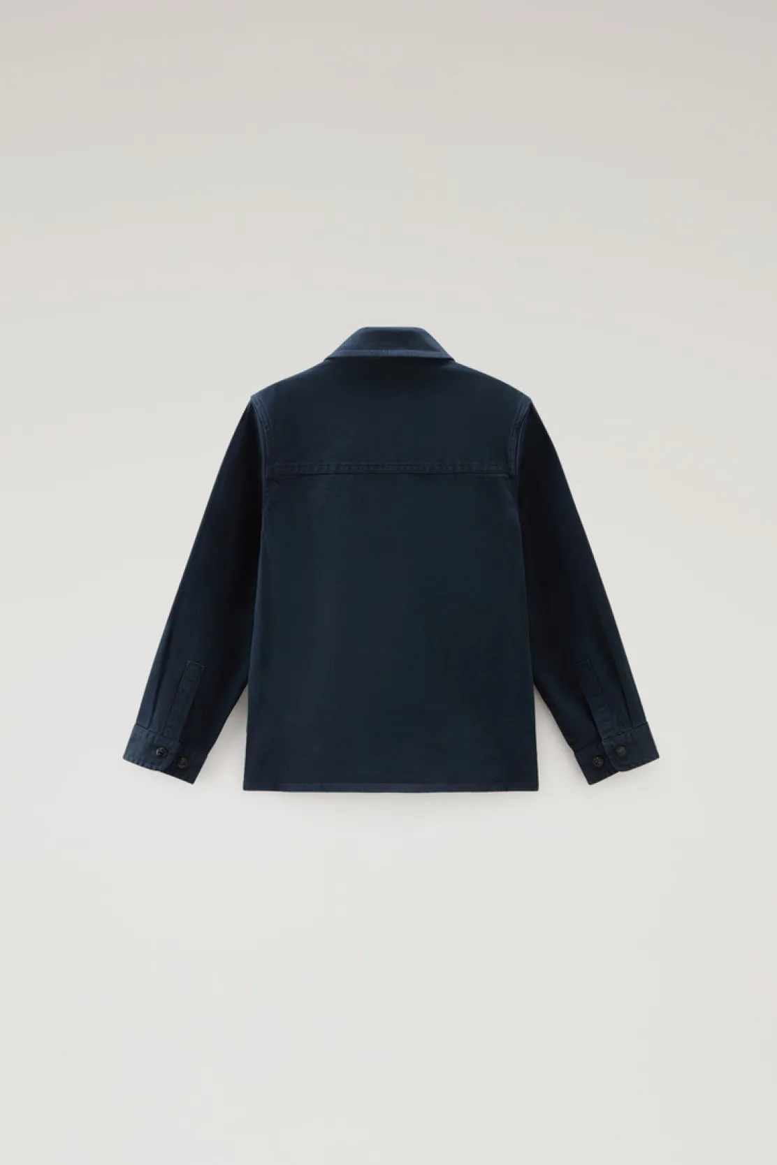 Abbigliamento>Woolrich Giacca A Camicia Da Bambino In Cotone Elasticizzato Tinta In Capo Melton Blue
