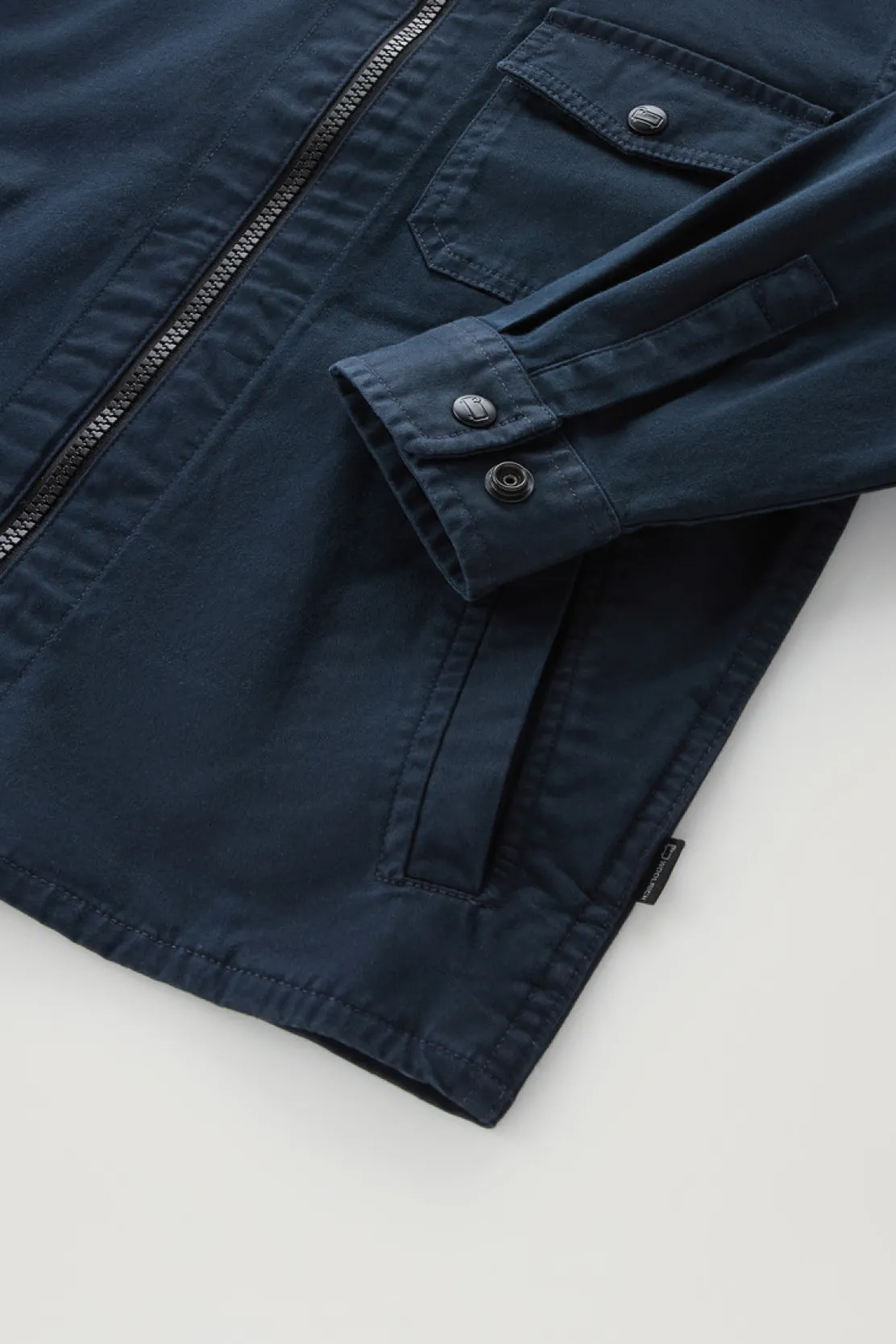 Abbigliamento>Woolrich Giacca A Camicia Da Bambino In Cotone Elasticizzato Tinta In Capo Melton Blue