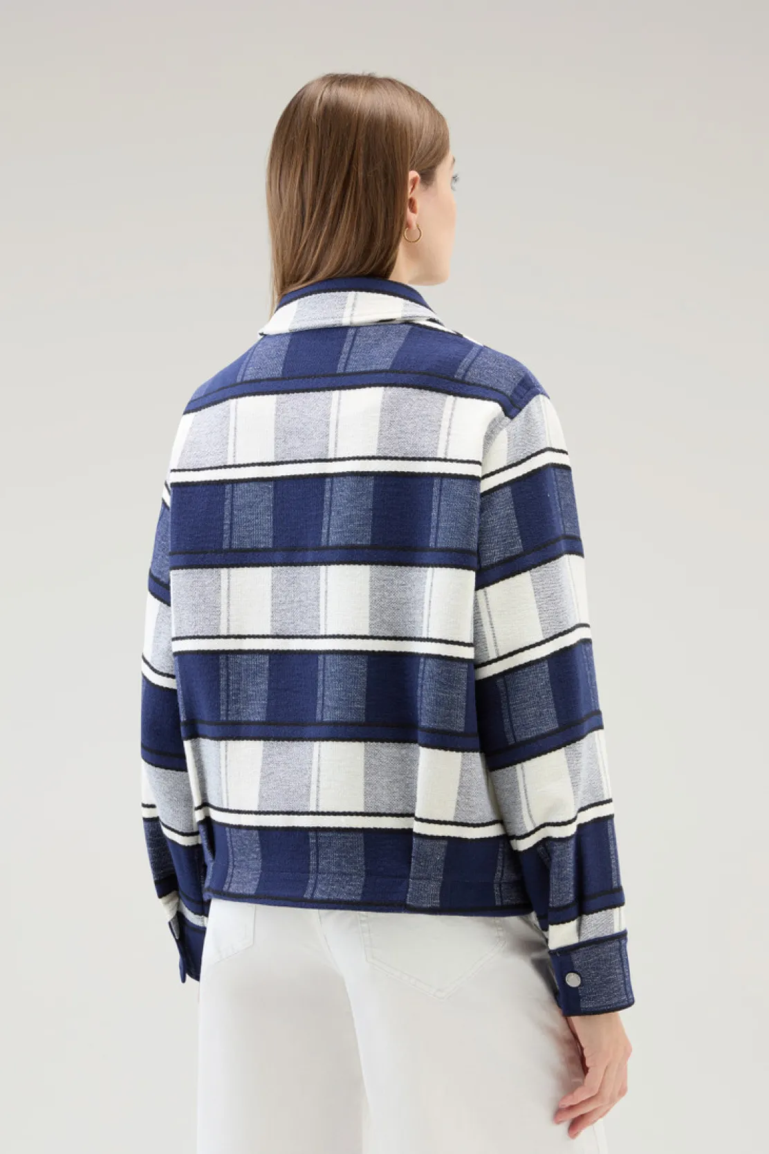 Camicie e giacche a camicia>Woolrich Giacca A Camicia Gentry In Misto Cotone Riciclato Manteco Twilight Blue Check