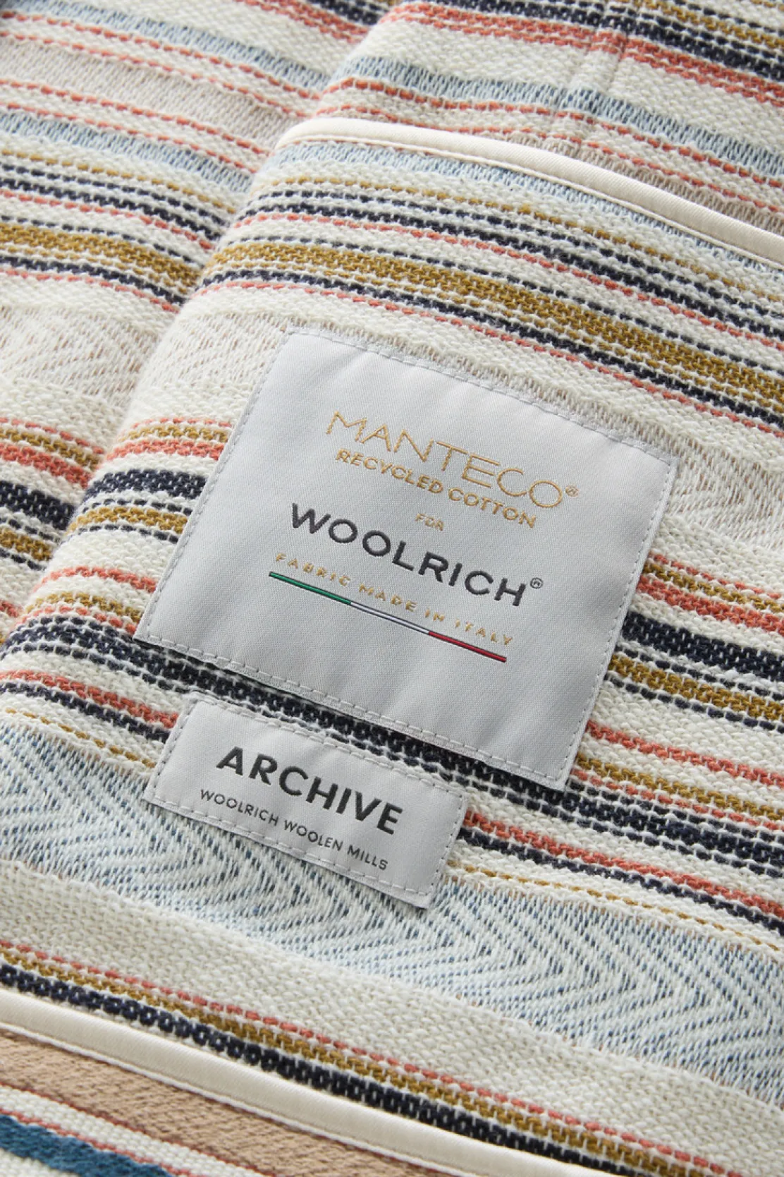 Camicie e giacche a camicia>Woolrich Giacca A Camicia Gentry In Misto Cotone Riciclato Manteco Ethnic White Stripe
