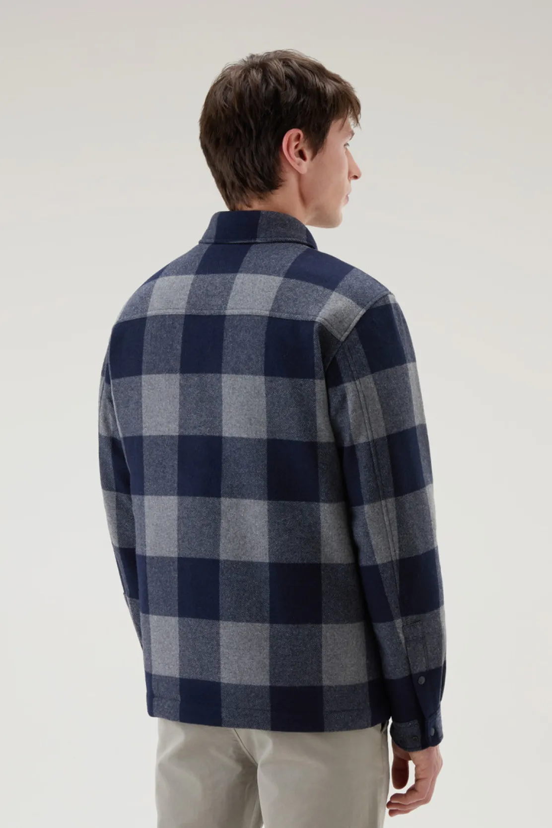 Giacche a camicia|Giacche>Woolrich Giacca A Camicia Imbottita Alaskan A Quadri In Misto Lana Italiana Riciclata Blue Buffalo