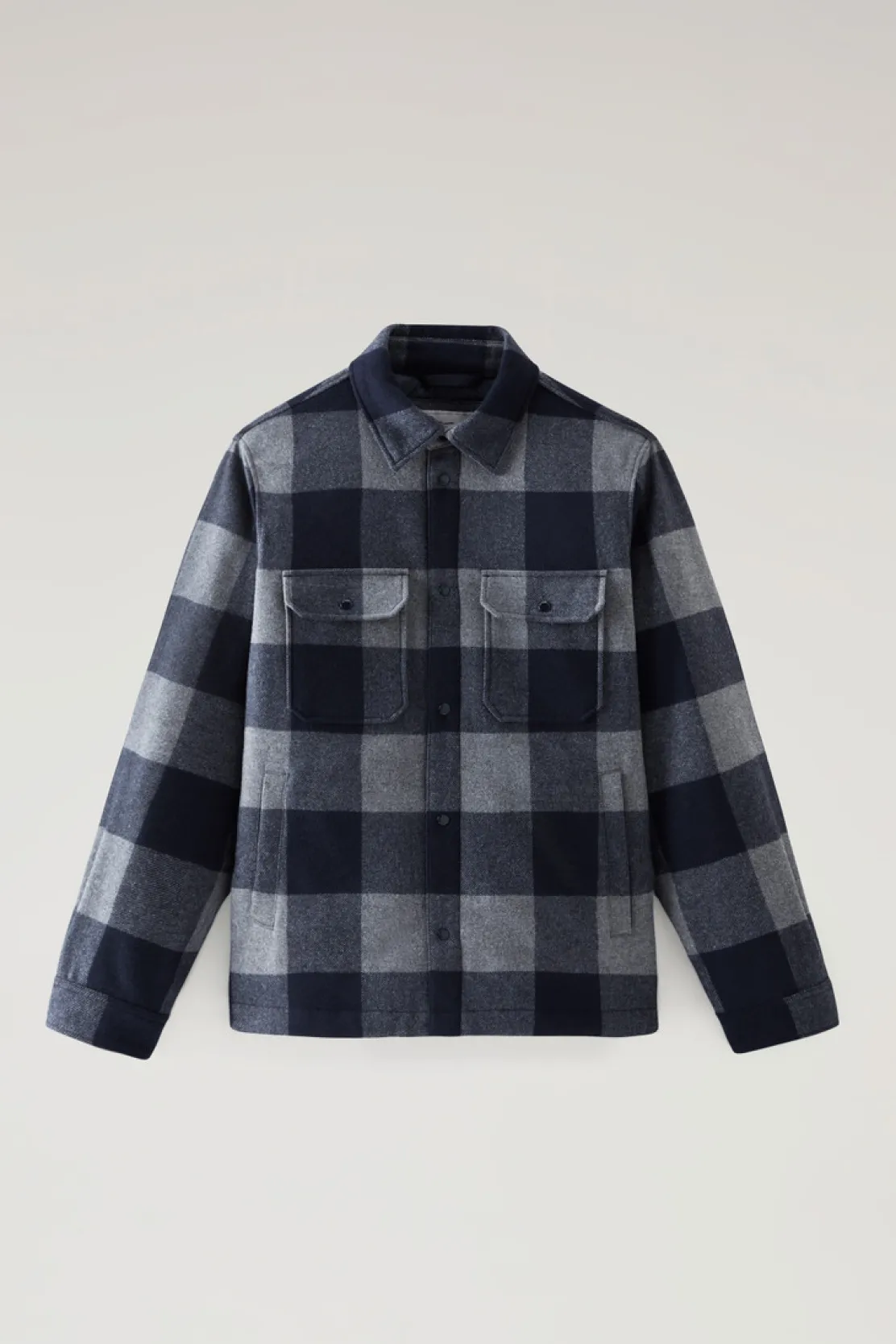 Giacche a camicia|Giacche>Woolrich Giacca A Camicia Imbottita Alaskan A Quadri In Misto Lana Italiana Riciclata Blue Buffalo