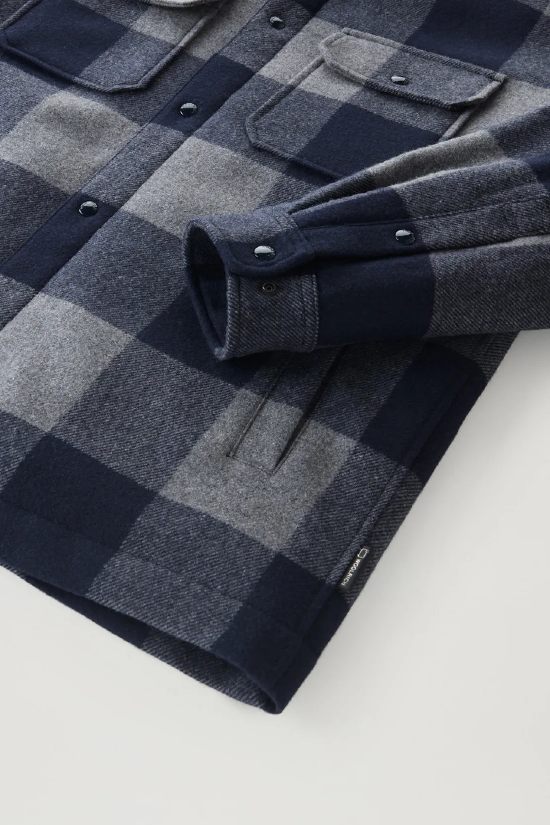 Giacche a camicia|Giacche>Woolrich Giacca A Camicia Imbottita Alaskan A Quadri In Misto Lana Italiana Riciclata Blue Buffalo