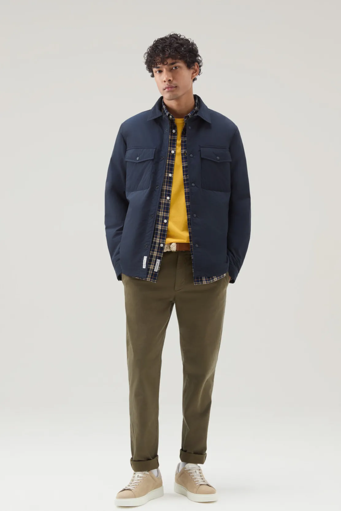 Giacche a camicia>Woolrich Giacca A Camicia Imbottita Alaskan In Urban Touch Melton Blue