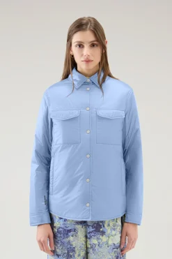 Giacche>Woolrich Giacca A Camicia Imbottita In Pertex Quantum Riciclato Sea Breeze