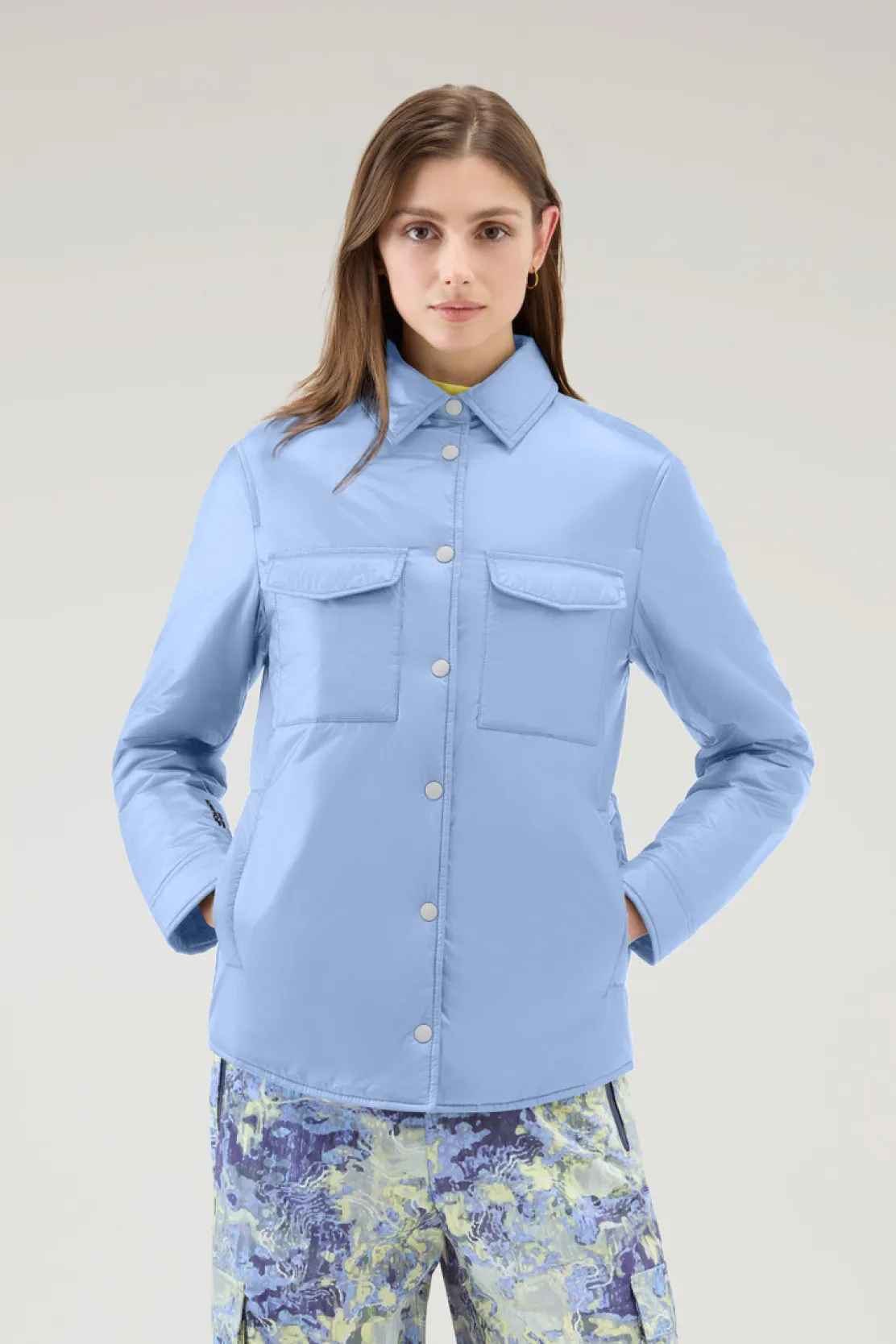Giacche>Woolrich Giacca A Camicia Imbottita In Pertex Quantum Riciclato Sea Breeze