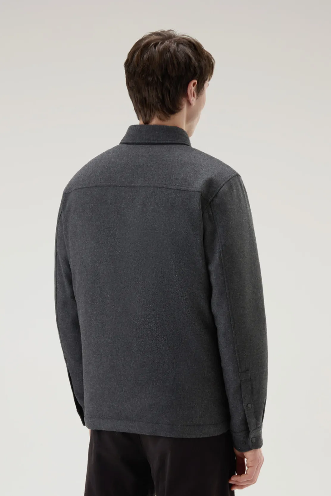Giacche a camicia|Giacche>Woolrich Giacca A Camicia Imbottita Alaskan In Misto Lana Italiana Riciclata Charcoal Melange