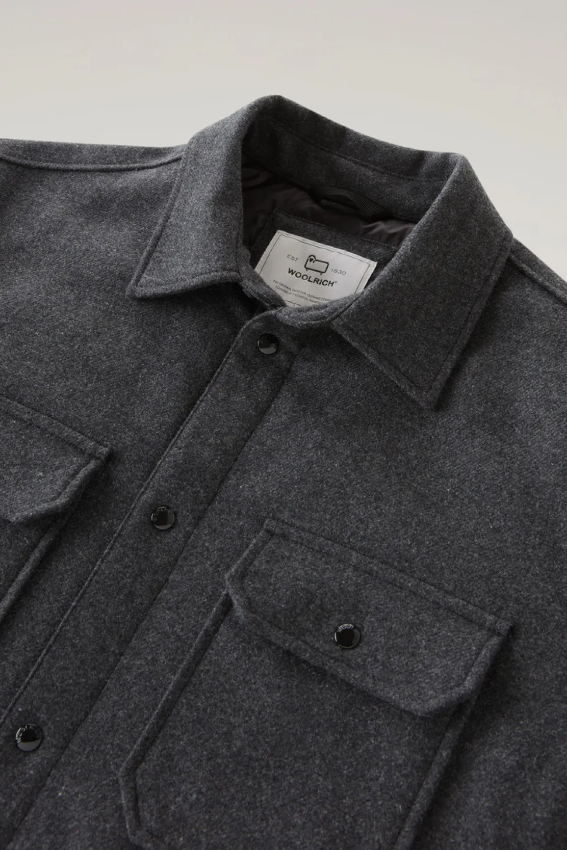 Giacche a camicia|Giacche>Woolrich Giacca A Camicia Imbottita Alaskan In Misto Lana Italiana Riciclata Charcoal Melange