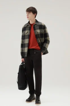Giacche a camicia|Giacche>Woolrich Giacca A Camicia Imbottita Alaskan A Quadri In Misto Lana Italiana Riciclata Green Buffalo