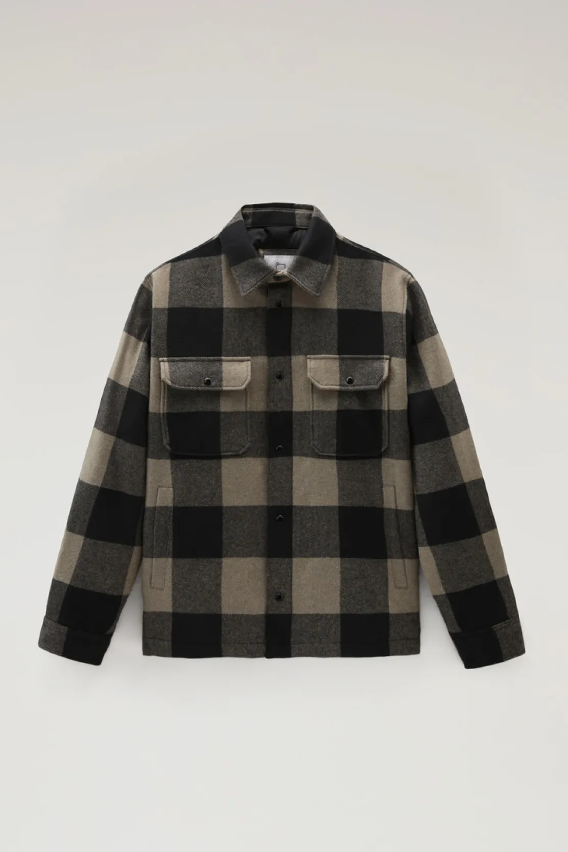 Giacche a camicia|Giacche>Woolrich Giacca A Camicia Imbottita Alaskan A Quadri In Misto Lana Italiana Riciclata Green Buffalo