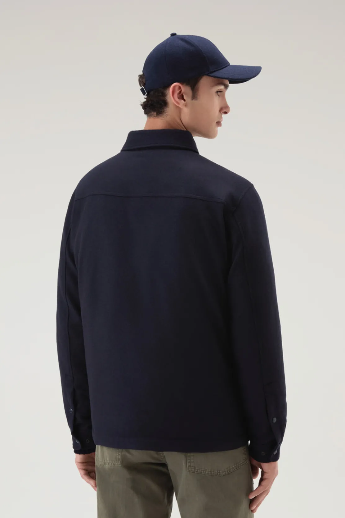 Giacche a camicia|Giacche>Woolrich Giacca A Camicia Imbottita Alaskan In Misto Lana Italiana Riciclata Melton Blue