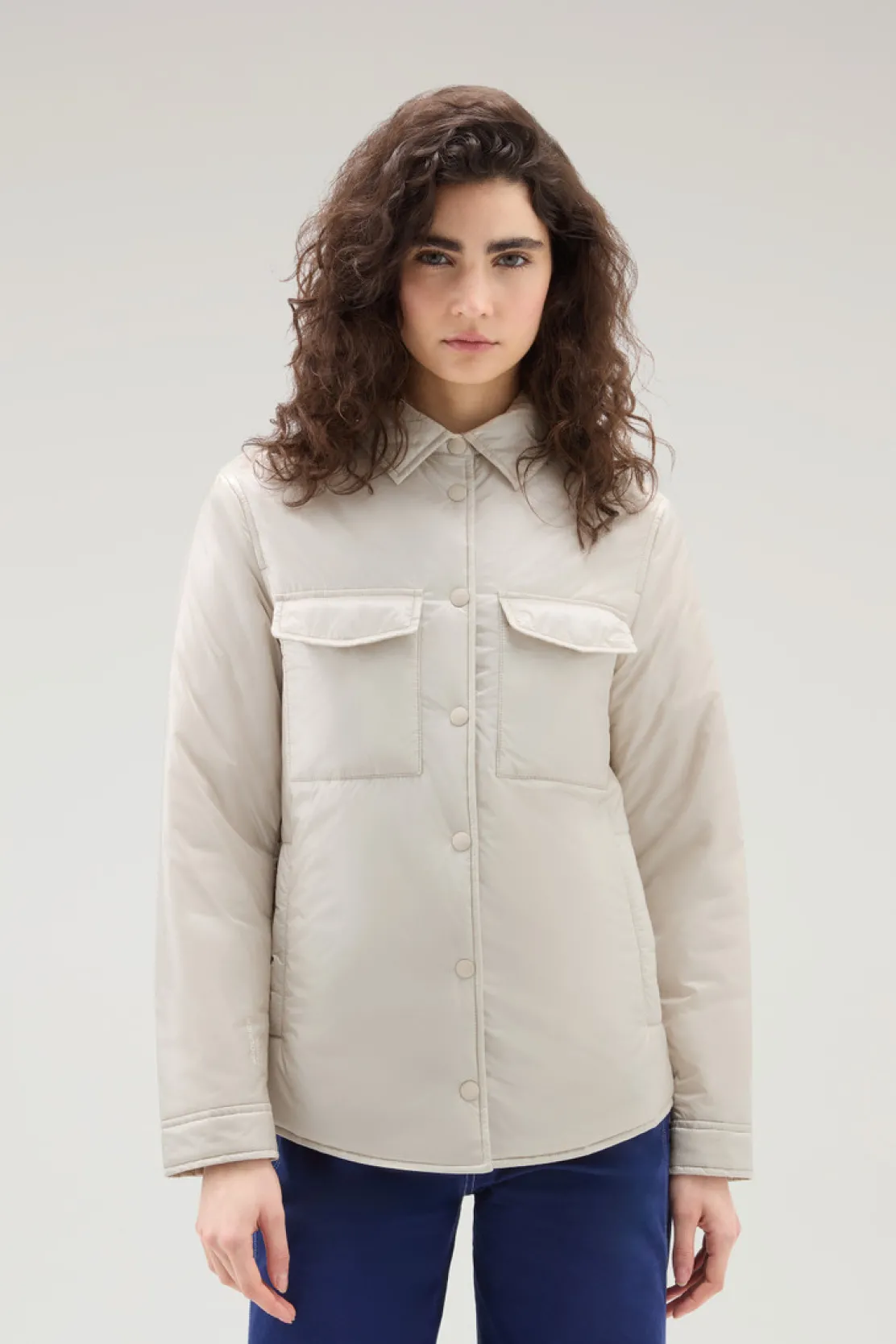 Piumini leggeri|Giacche>Woolrich Giacca A Camicia Imbottita In Pertex Quantum Riciclato Light Oak