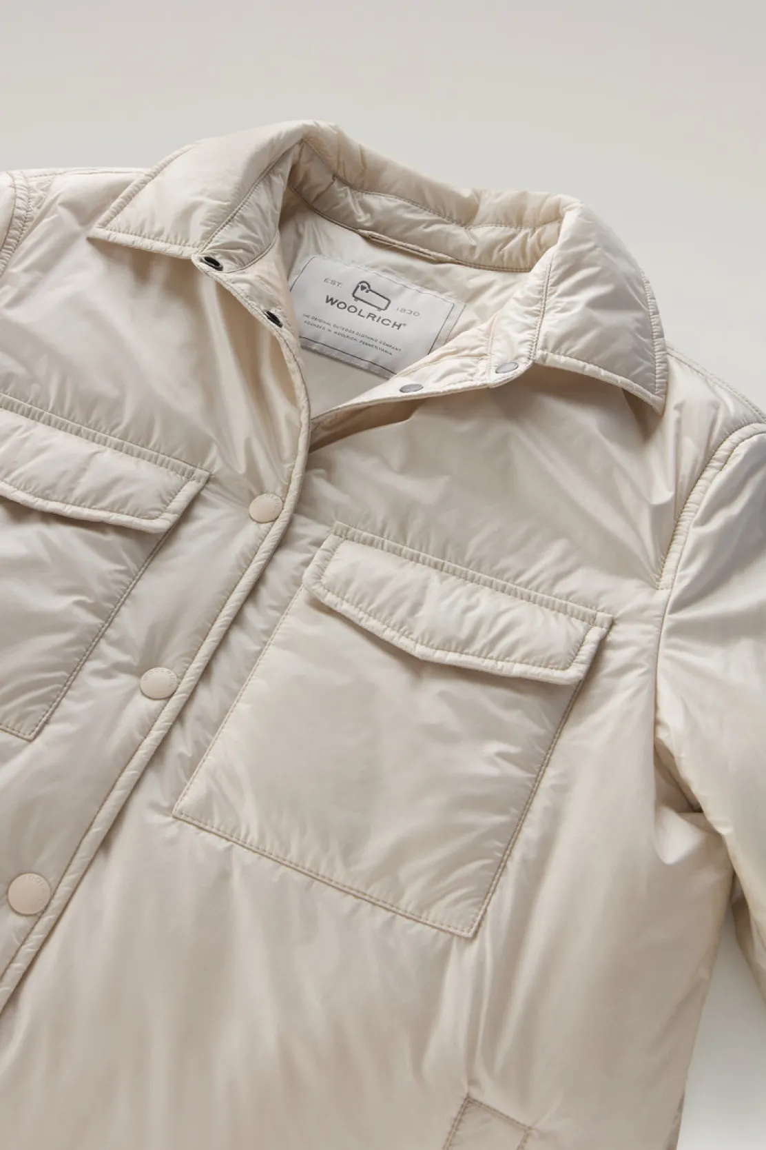 Piumini leggeri|Giacche>Woolrich Giacca A Camicia Imbottita In Pertex Quantum Riciclato Light Oak