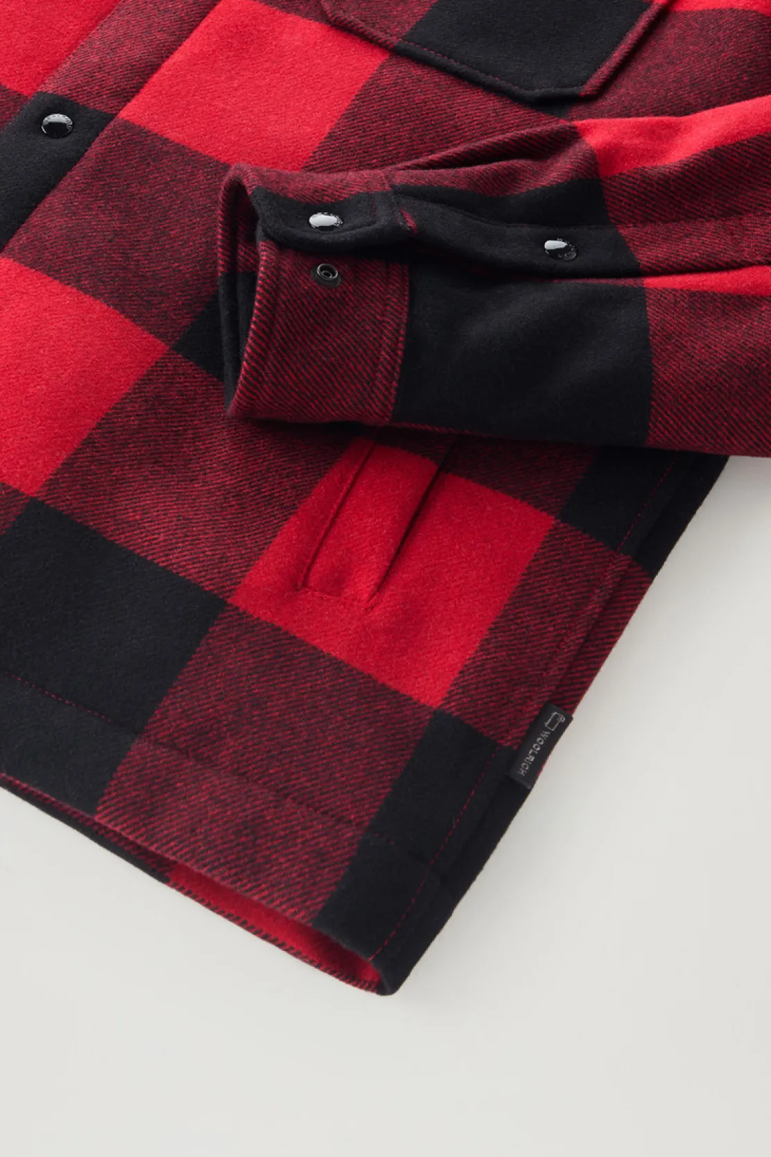Giacche a camicia|Giacche>Woolrich Giacca A Camicia Imbottita Alaskan A Quadri In Misto Lana Italiana Riciclata Red Buffalo