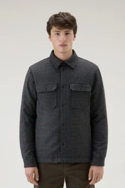 Giacche a camicia|Giacche>Woolrich Giacca A Camicia Imbottita Alaskan A Quadri In Misto Lana Italiana Riciclata Grey Check