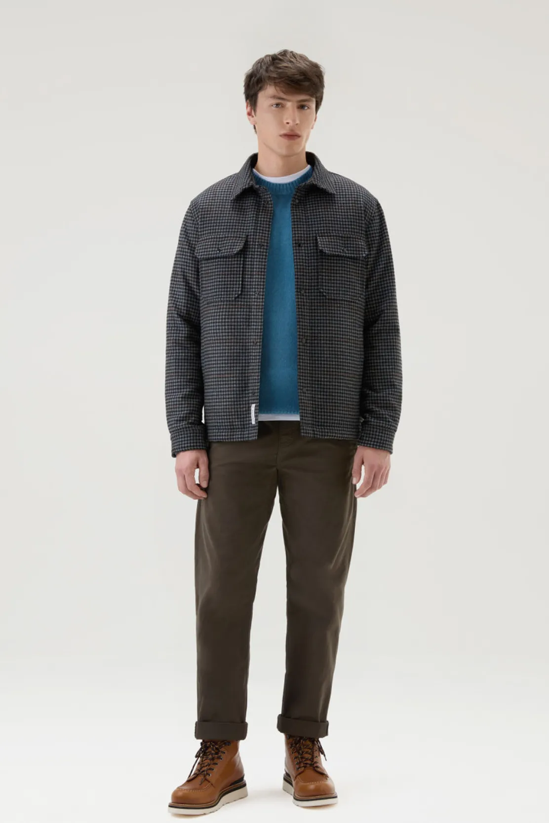 Giacche a camicia|Giacche>Woolrich Giacca A Camicia Imbottita Alaskan A Quadri In Misto Lana Italiana Riciclata Grey Check