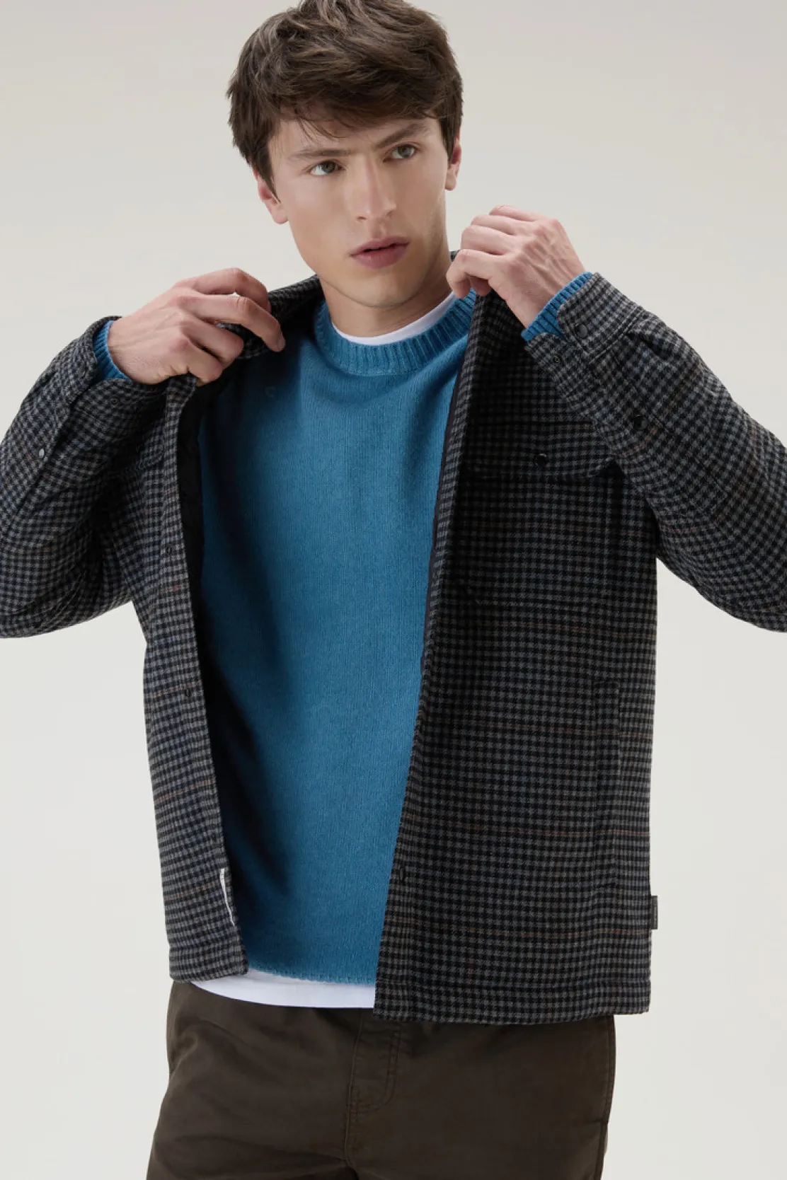 Giacche a camicia|Giacche>Woolrich Giacca A Camicia Imbottita Alaskan A Quadri In Misto Lana Italiana Riciclata Grey Check