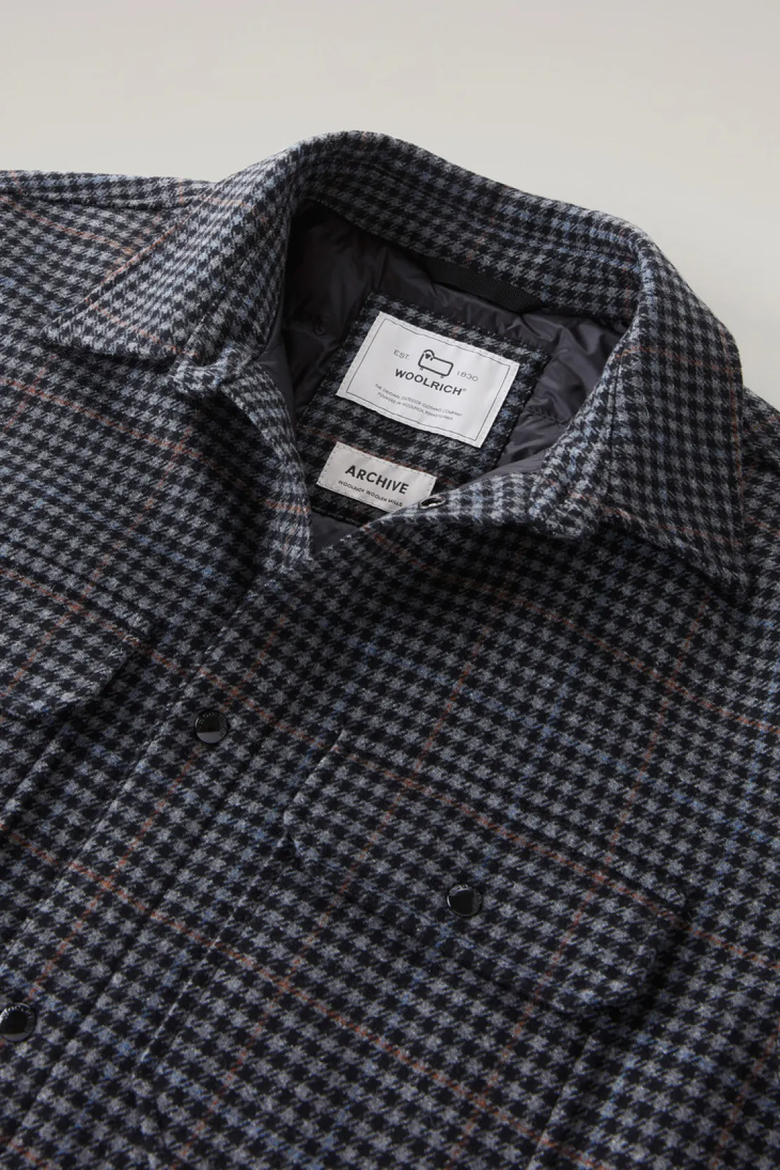 Giacche a camicia|Giacche>Woolrich Giacca A Camicia Imbottita Alaskan A Quadri In Misto Lana Italiana Riciclata Grey Check