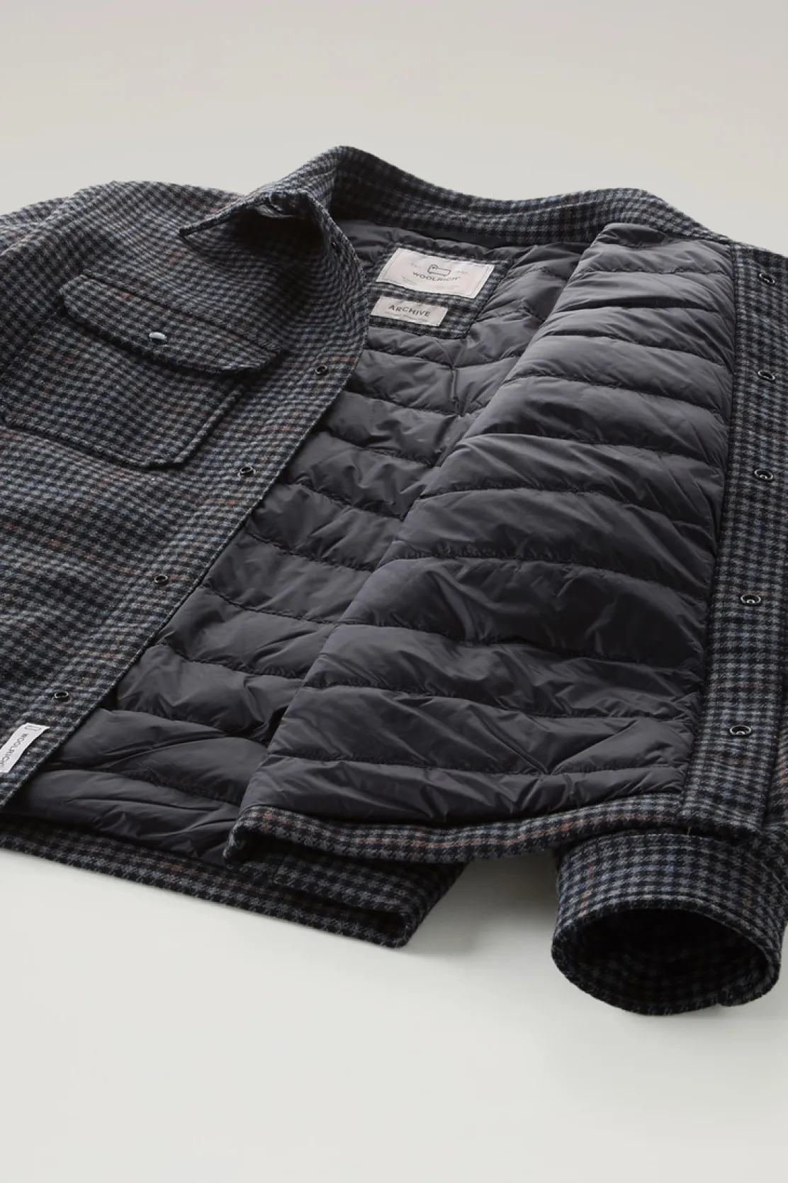 Giacche a camicia|Giacche>Woolrich Giacca A Camicia Imbottita Alaskan A Quadri In Misto Lana Italiana Riciclata Grey Check