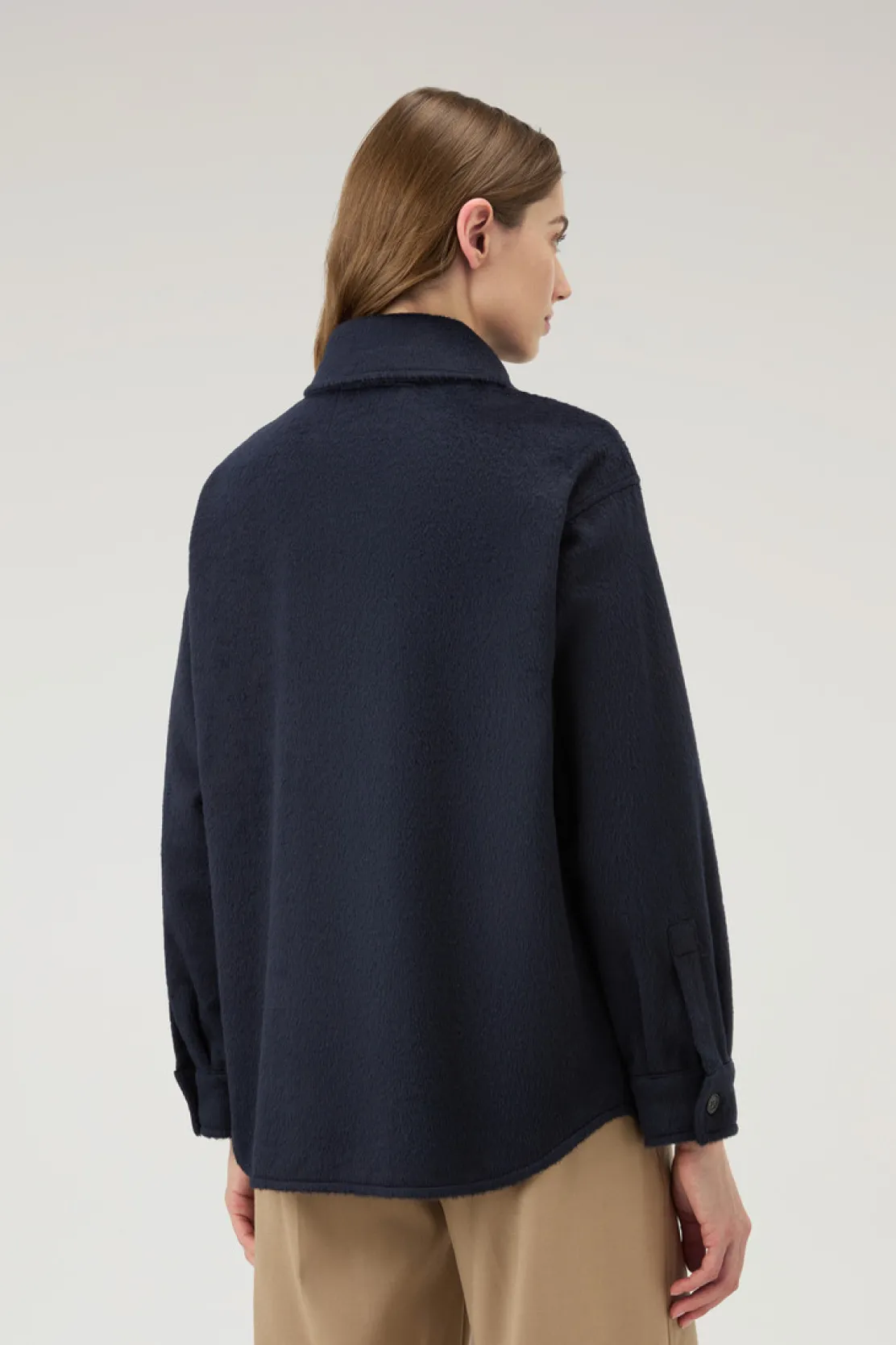 Camicie e giacche a camicia>Woolrich Giacca A Camicia In Misto Lana Melton Blue