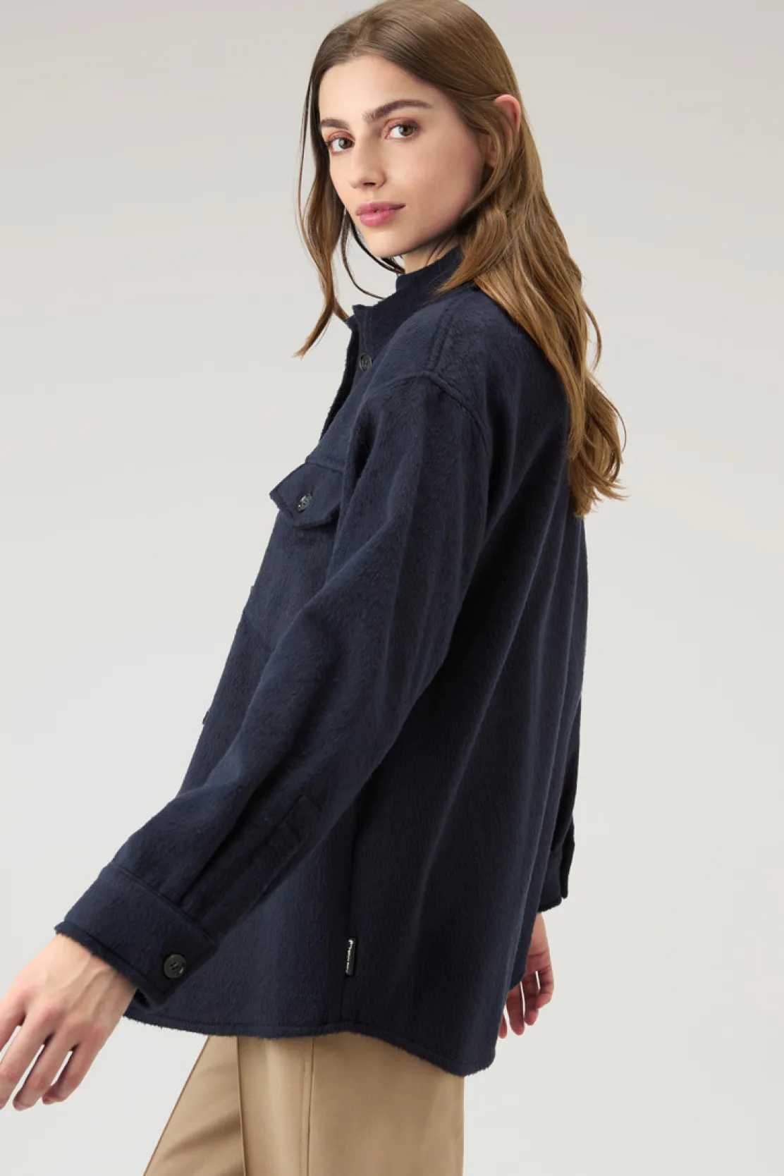 Camicie e giacche a camicia>Woolrich Giacca A Camicia In Misto Lana Melton Blue