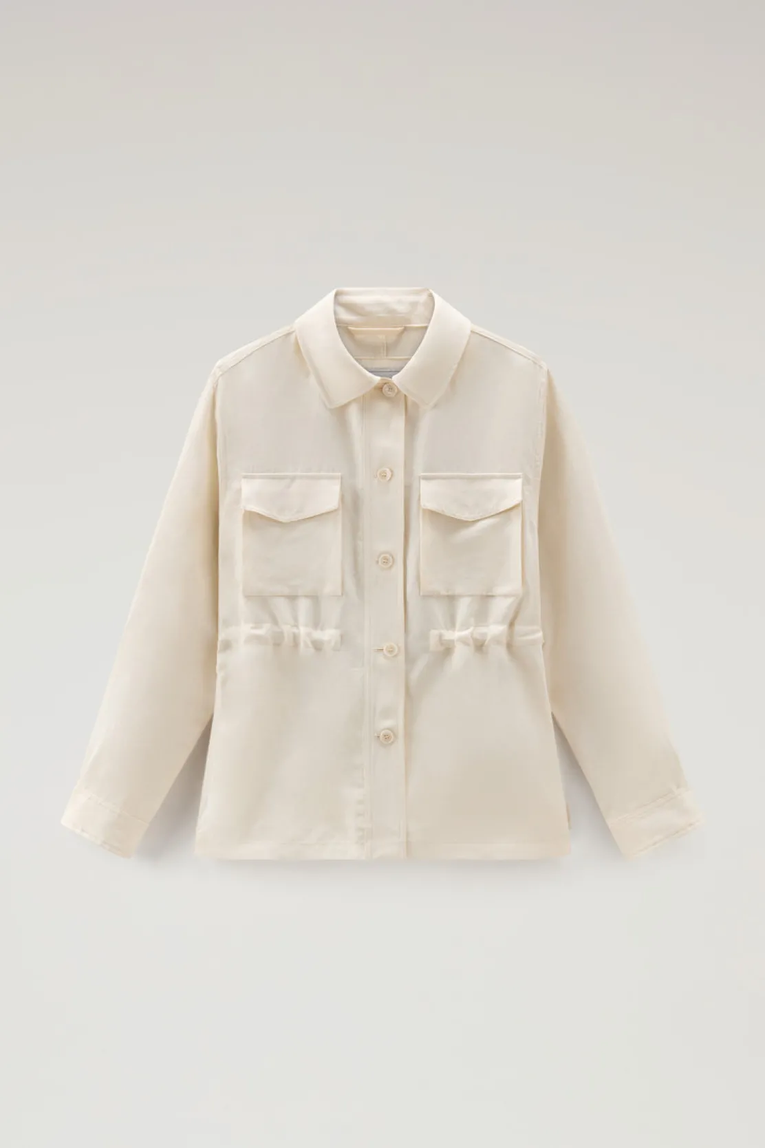 Camicie e giacche a camicia>Woolrich Giacca A Camicia In Misto Lino Plaster White