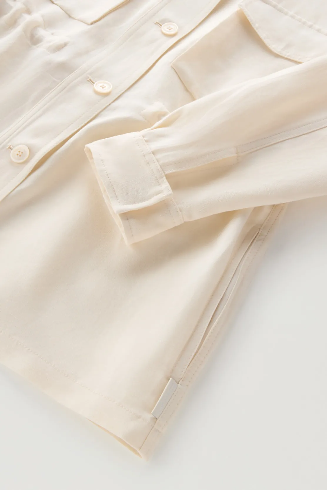 Camicie e giacche a camicia>Woolrich Giacca A Camicia In Misto Lino Plaster White