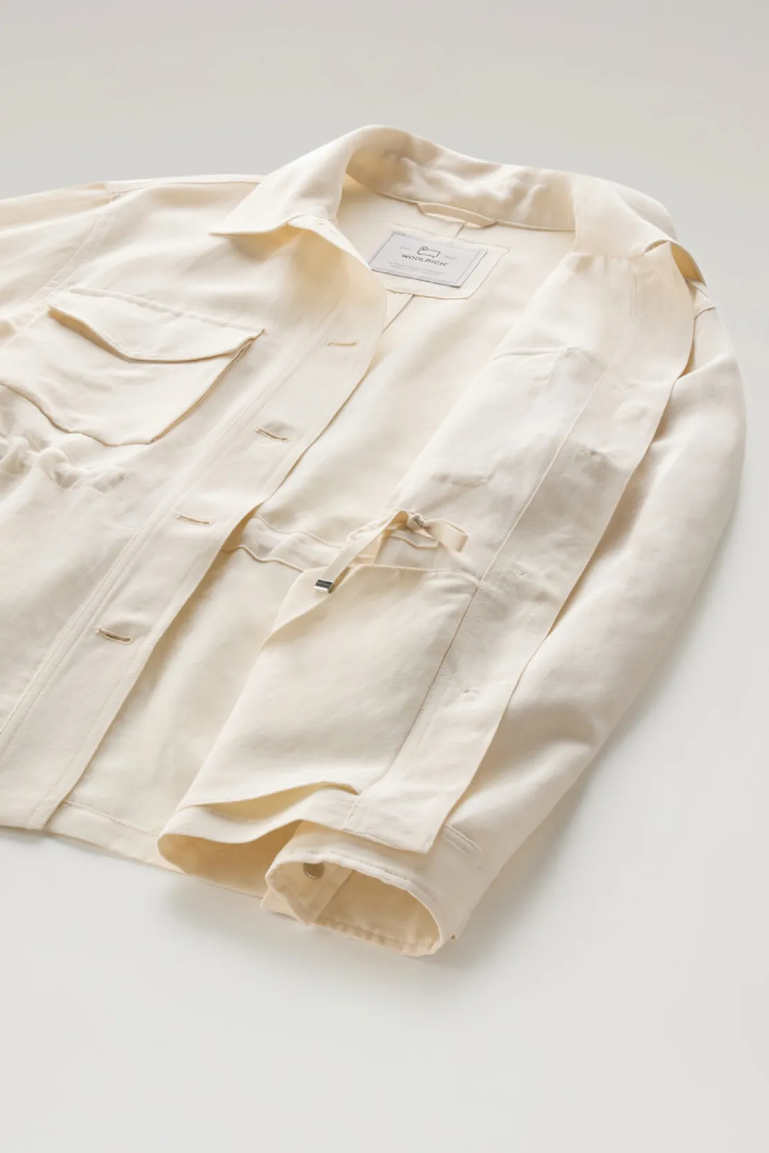 Camicie e giacche a camicia>Woolrich Giacca A Camicia In Misto Lino Plaster White
