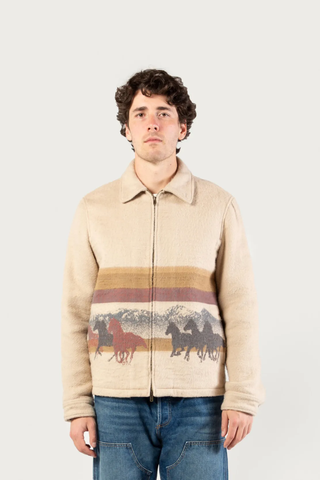 One Of These Days / Woolrich|Giacche a camicia>Woolrich Giacca A Camicia In Puro Cotone Con Lavorazione In Jacquard - One Of These Days / Stripe Sand