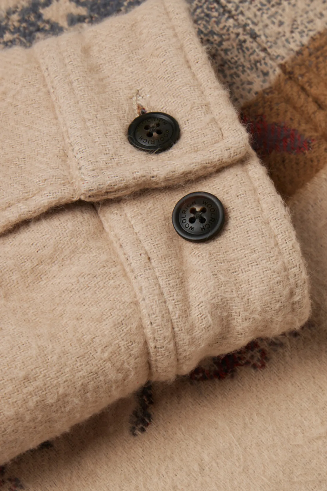 One Of These Days / Woolrich|Giacche a camicia>Woolrich Giacca A Camicia In Puro Cotone Con Lavorazione In Jacquard - One Of These Days / Stripe Sand