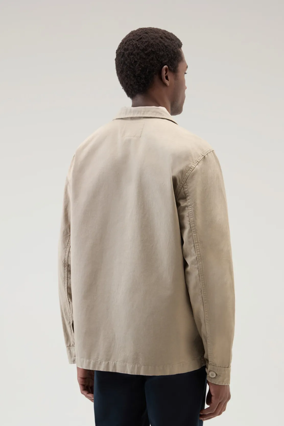 Giacche a camicia>Woolrich Giacca A Camicia Safari Tinta In Capo In Misto Cotone E Lino Rope