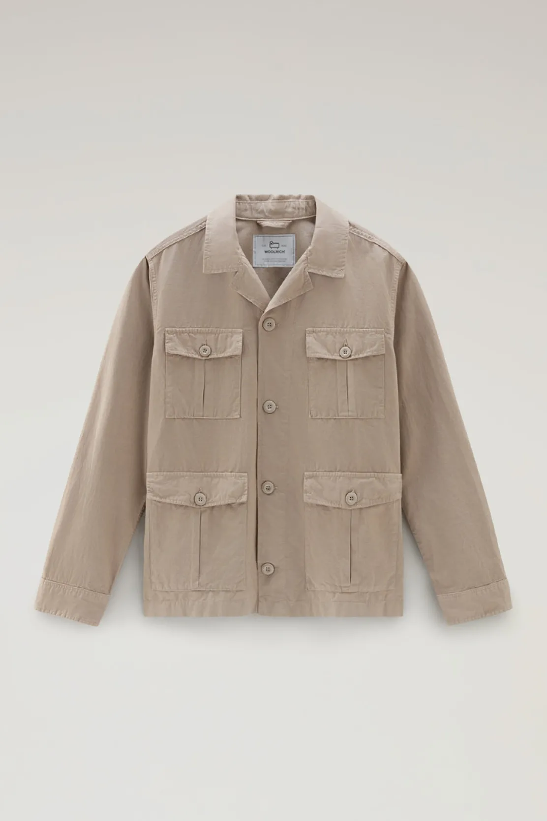 Giacche a camicia>Woolrich Giacca A Camicia Safari Tinta In Capo In Misto Cotone E Lino Rope