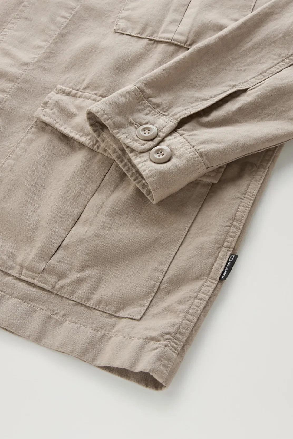 Giacche a camicia>Woolrich Giacca A Camicia Safari Tinta In Capo In Misto Cotone E Lino Rope