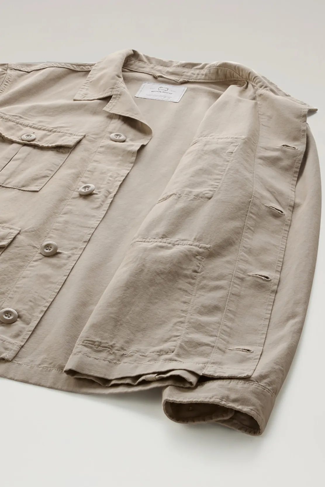 Giacche a camicia>Woolrich Giacca A Camicia Safari Tinta In Capo In Misto Cotone E Lino Rope