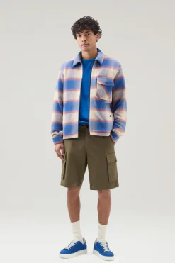 Giacche a camicia>Woolrich Giacca A Camicia Timber In Misto Cotone Riciclato Manteco Blue Check