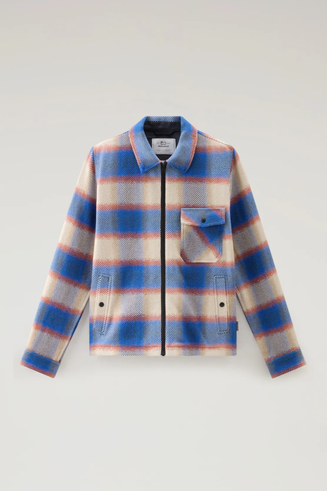 Giacche a camicia>Woolrich Giacca A Camicia Timber In Misto Cotone Riciclato Manteco Blue Check