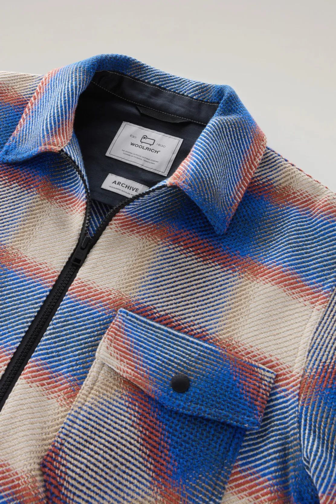 Giacche a camicia>Woolrich Giacca A Camicia Timber In Misto Cotone Riciclato Manteco Blue Check