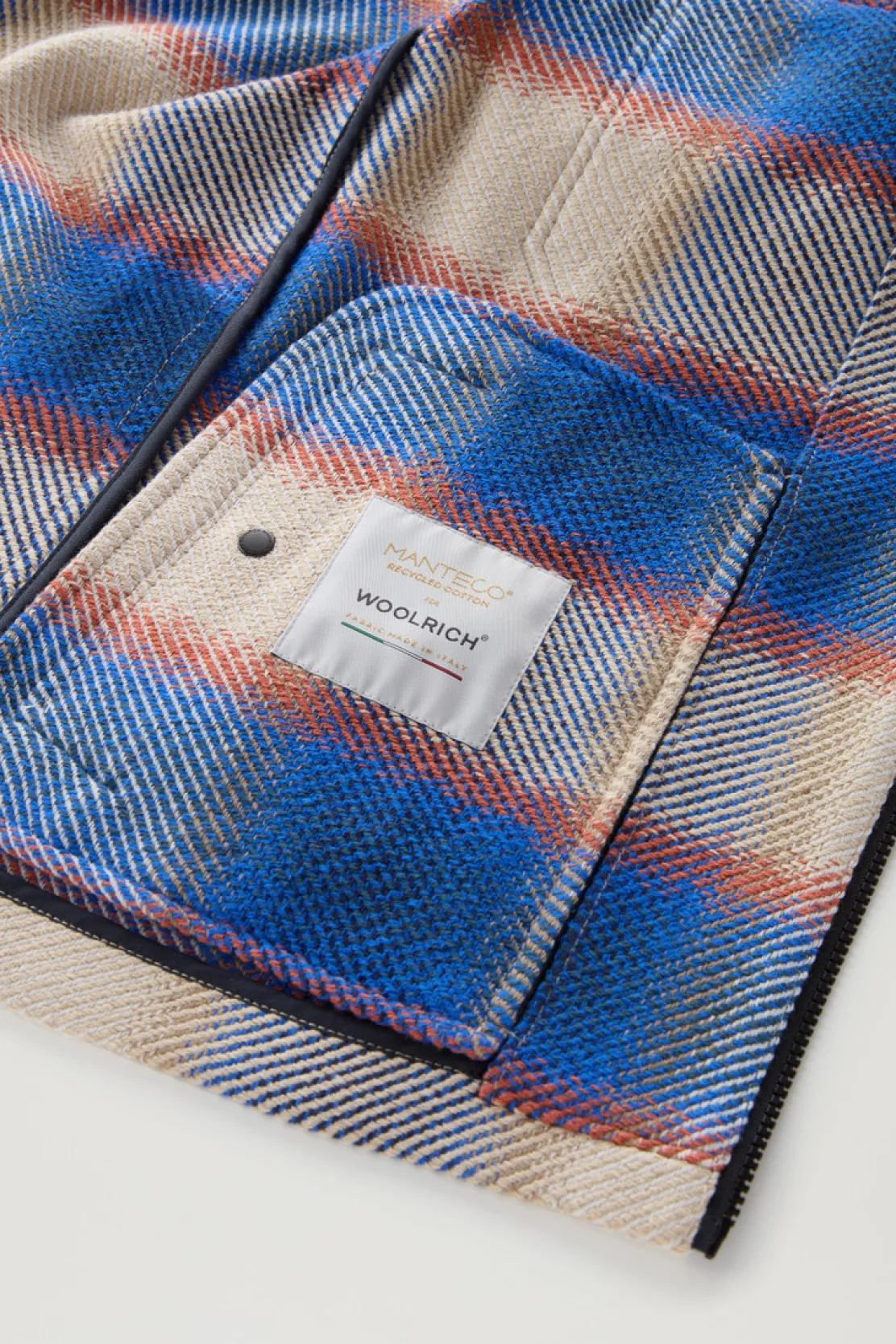Giacche a camicia>Woolrich Giacca A Camicia Timber In Misto Cotone Riciclato Manteco Blue Check